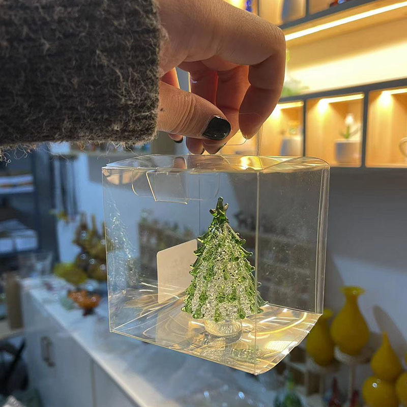 圣诞节礼物拉丝圣诞树淄博琉璃工艺品玻璃制品桌面摆件手工装饰灯详情26