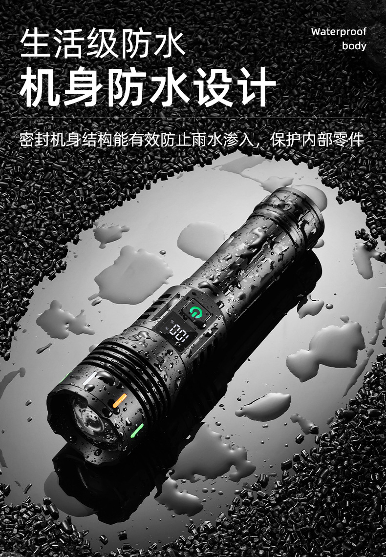 新款荧光强光照明铝合金手电筒白激光灯泡户外探险USB-C充电详情13