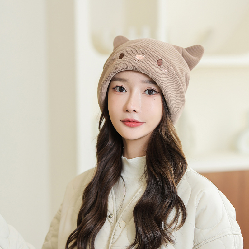 Gorro de punto mujer otoño invierno japonés manga de dibujos animados lindo gorro de oreja de conejo versión coreana heap heap gorro térmico gorro frío pic 4