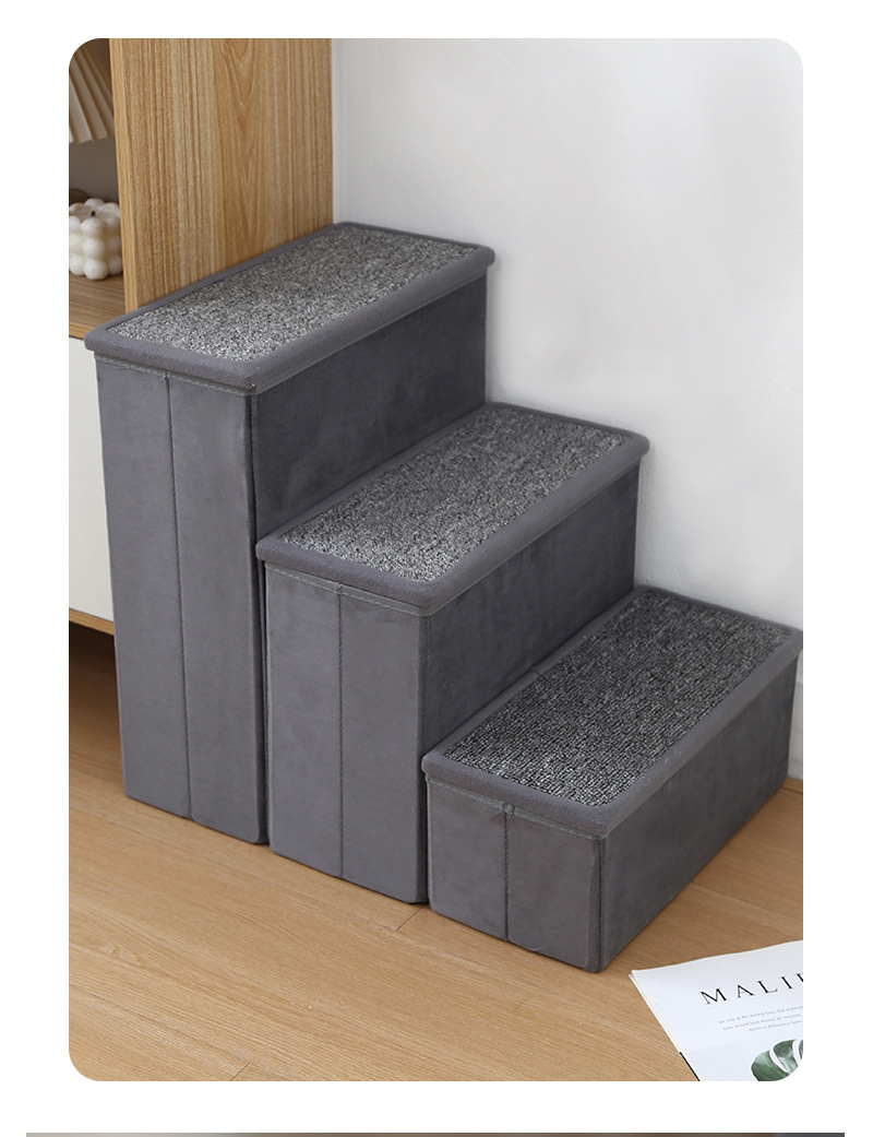 The cross-border pet staircase with foldable spear nails can be connected to three levels of steps and can store dog and cat ladders pic 11