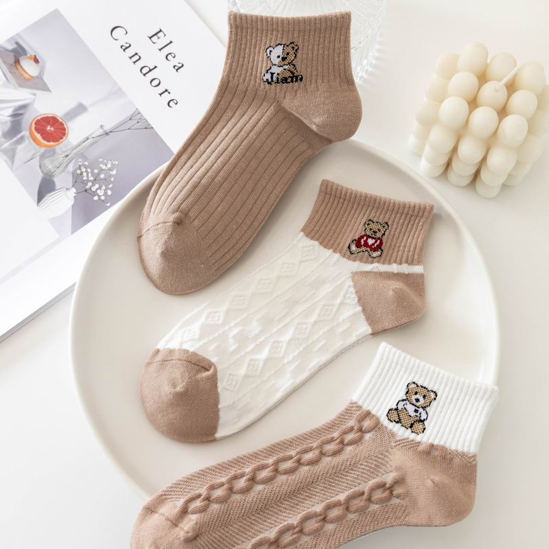 Short love bear cute cartoon calcetines deportivos para mujeres primavera/otoño calcetines para niñas calcetines al por mayor colegial viento calcetines de boca rasa calcetines de piso una pieza de repuesto calcetines pic 14