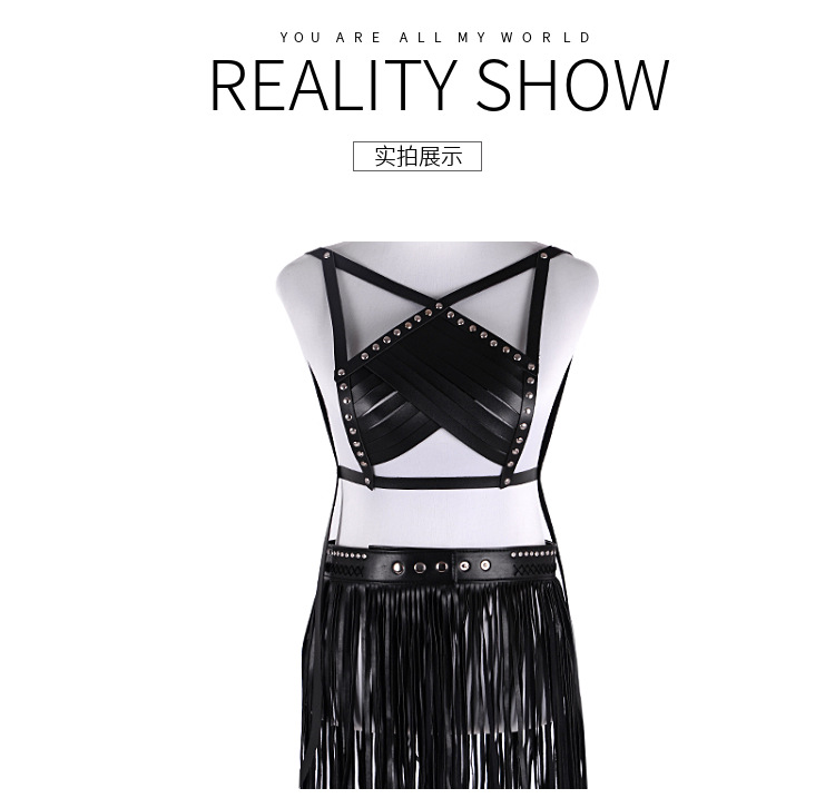 2018新款欧美民族风女可调裙式PU套装女腰带 流苏半身裙腰带上衣详情18