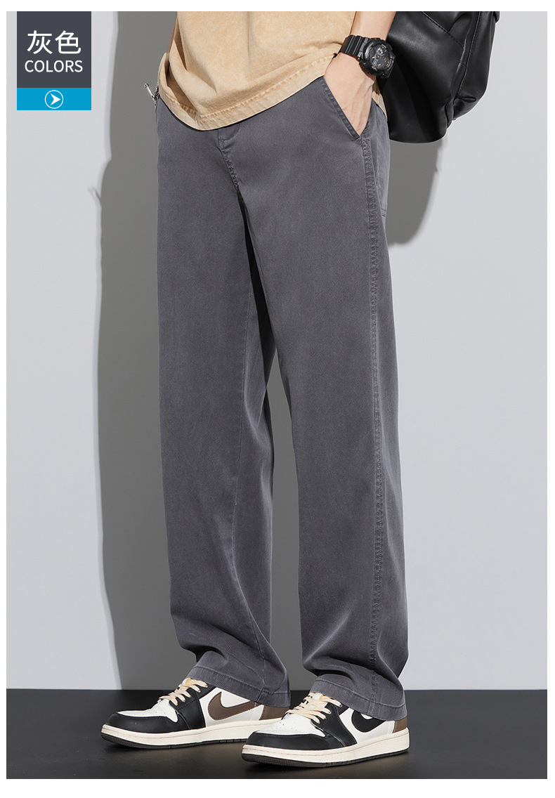 男士牛仔裤夏季薄款2024年新款宽松紧腰直筒学生阔腿冰丝休闲长裤详情17