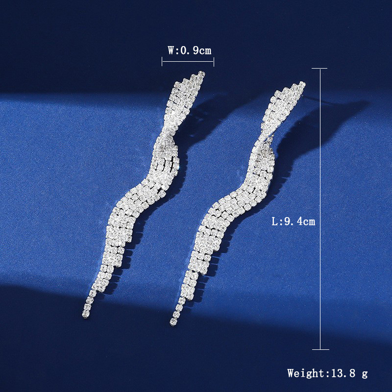 欧美夸张长耳环韩版气质满钻耳环水钻流苏夜店耳饰礼服宴会耳饰品详情28