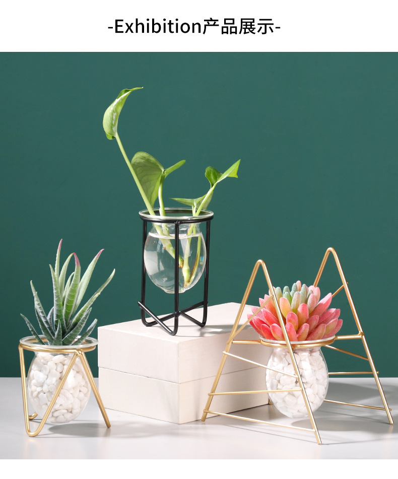 Nordic ins metal, ironwork, glass, hydroponic container, flower arrangement, creative home and office desktop flower arrangement pic 26