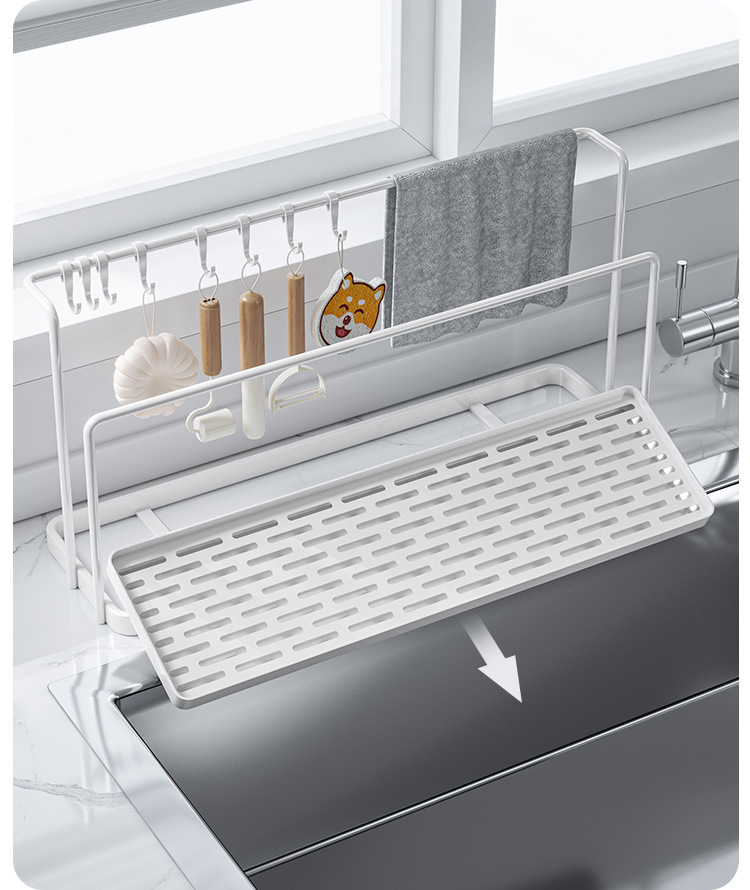 Cloth hanging rack, kitchen draining rack, countertop multi-functional storage rack, household dishcloth, kitchenware storage rack pic 5