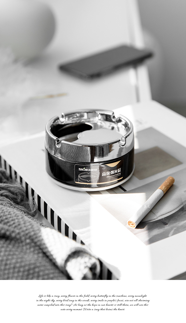 加厚耐用不锈钢金色烟灰缸网咖烟缸酒吧网吧烟灰缸厂家批发直供详情6