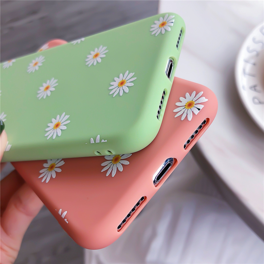适用于苹果IP15彩色菊花tpu手机壳14pro MAX小雏菊浮雕彩绘软壳详情2