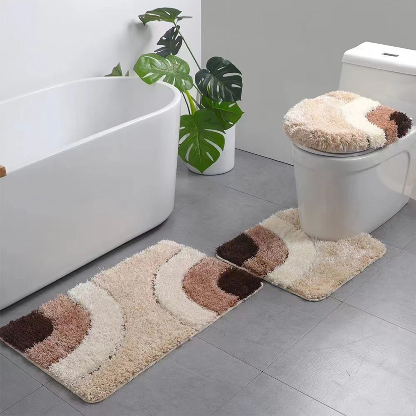 加厚几何浴室马桶三件套卧室客厅防滑垫子卫生间吸水脚垫入户地垫详情12
