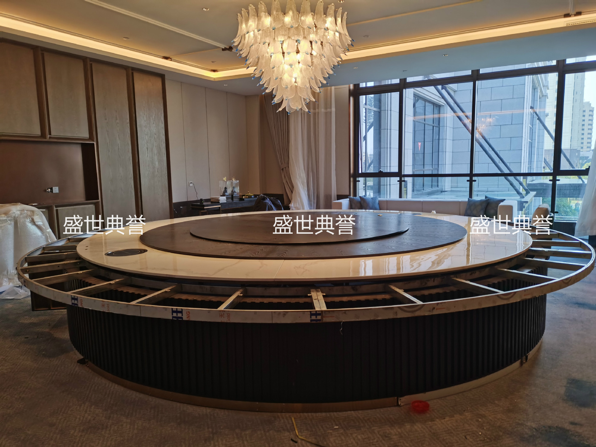 Electric dining tables for five-star hotels in Yichun, marble electric round tables for private rooms in resort hotels, and dining tables for seafood restaurants pic 4