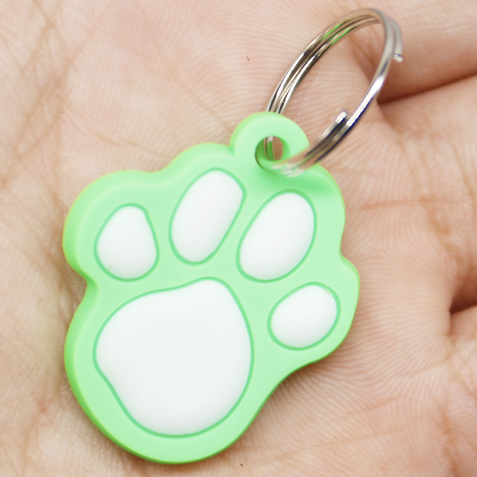 Seis etiquetas de perro para mascotas moe favorite palm shape gotejar pegamento collar para mascotas listado silicona pet id tag pic 7