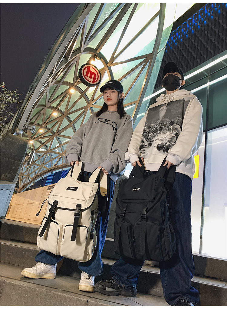 2022新款书包初高中大学生书包工装韩版简约大容量双肩背包详情25