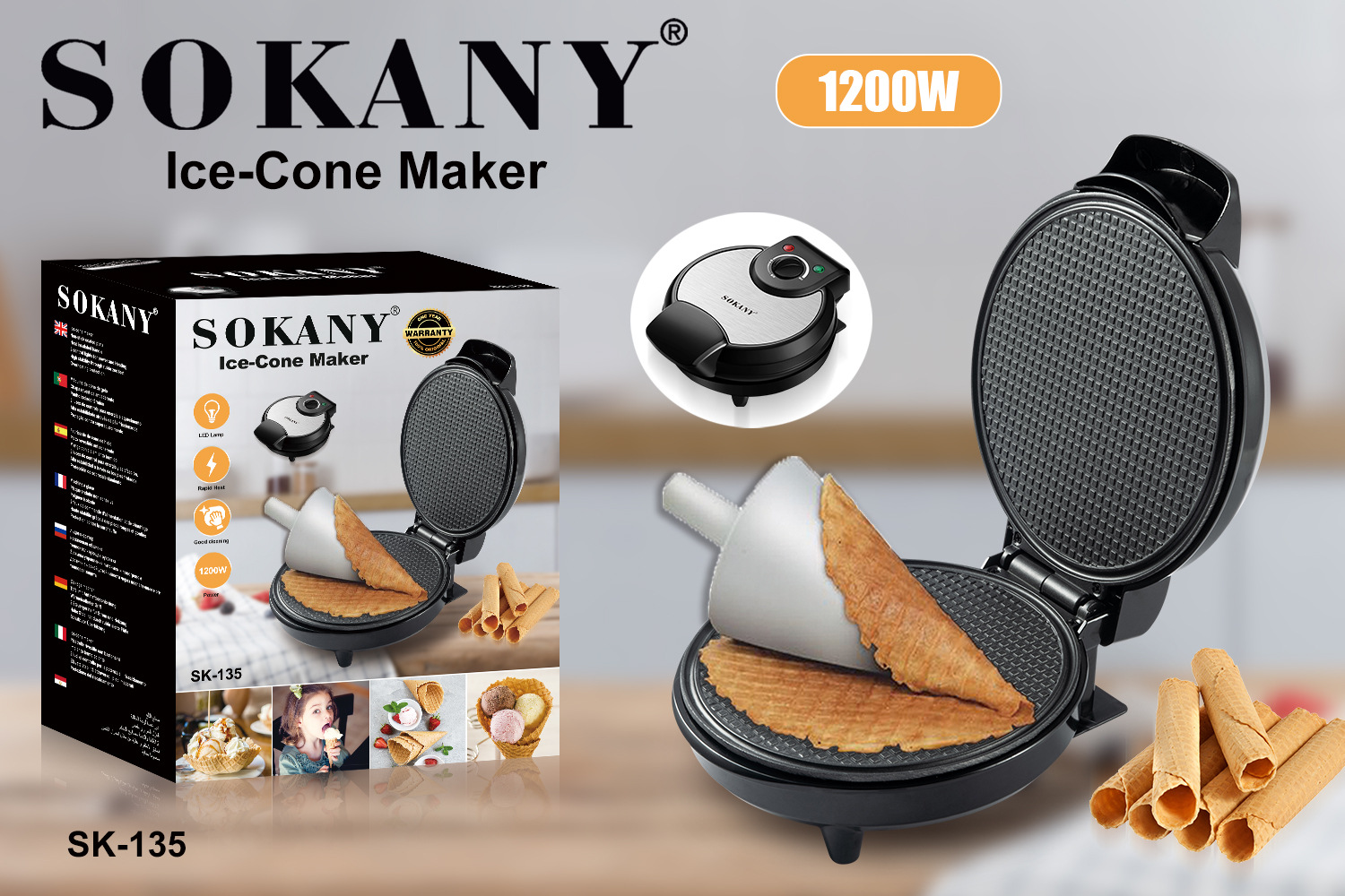 Cross-border SOKANY135 Egg roll machine, Sandwich machine, egg roll skin, ice cream skin, Home electric griddle, ice cream cone DIY pic 10