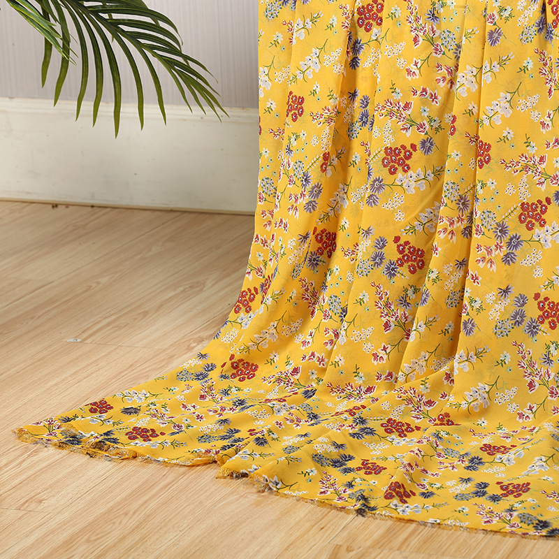 75d pearl chiffon small floral print fabric, polyester chiffon sun protection mask fabric, four-sided elastic printed fabric pic 22