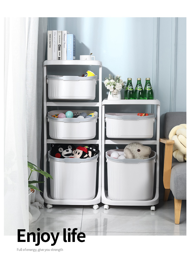 Factory direct sales: Household multi-functional storage rack with wheels, rotating bathroom floor-standing storage basket, bathroom laundry basket pic 29