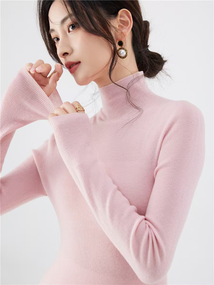 48-count fine-spun wool sweater for women, 100 pure wool seamless one-piece base layer, slim 18-stitch ultra-fine knitted sweater, thin pic 34