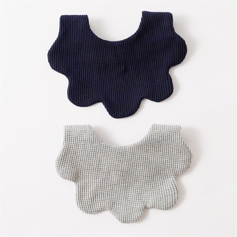 Pure cotton Waffle saliva wipes, baby petal bibs, summer 360-degree rotating newborn bibs, cute solid colors pic 6