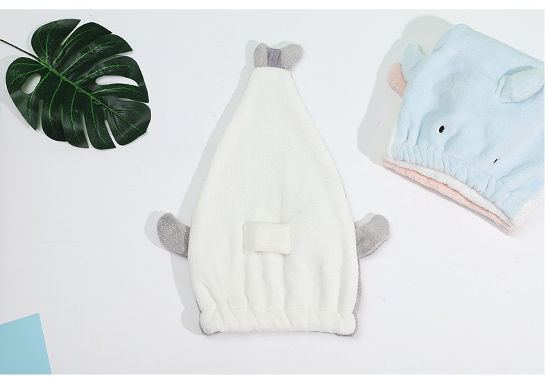 Cartoon cute animal shark coral velvet dry hair cap, Kanglehouse thickened absorbent creative dry hair towel wholesale pic 10
