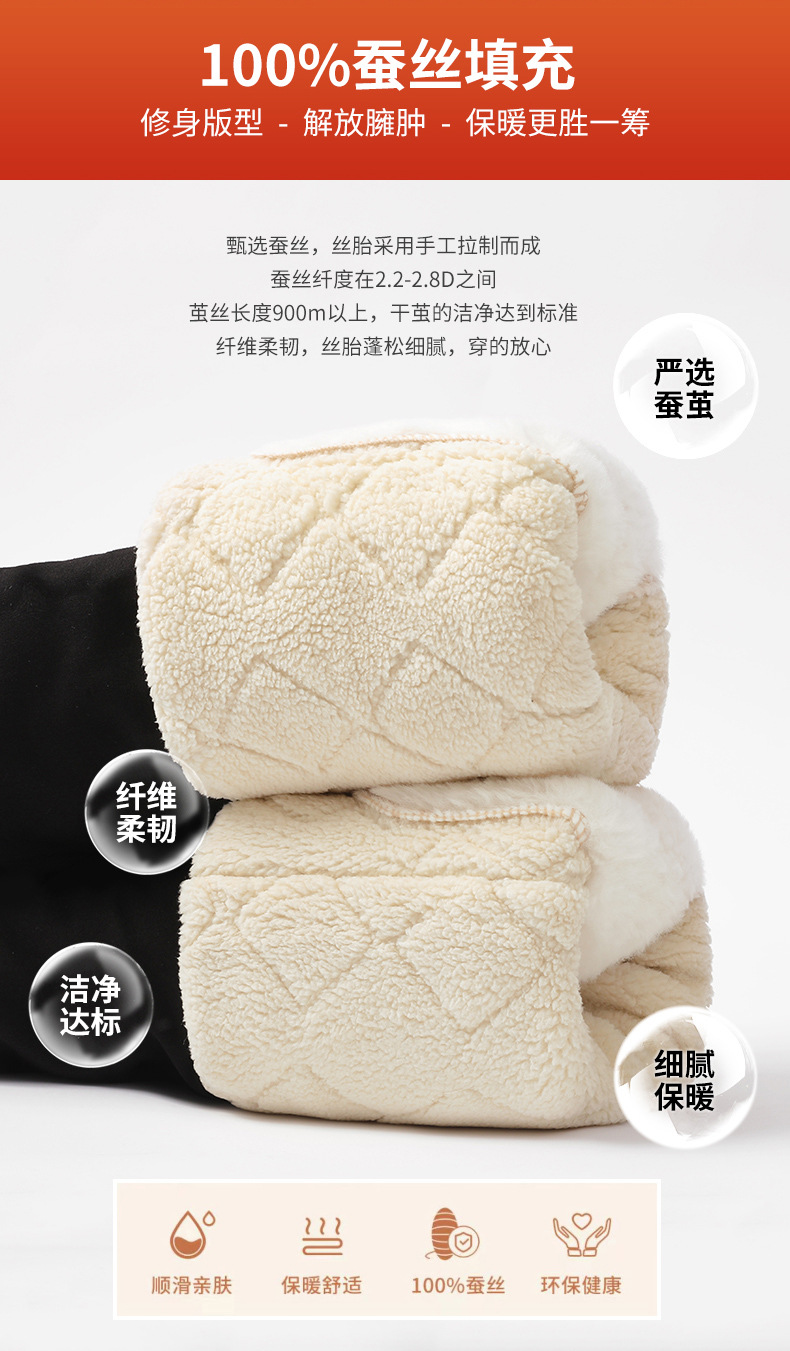东北羊羔绒蚕丝棉裤女冬季高腰超厚保暖裤大码特厚外穿打底裤批发详情4