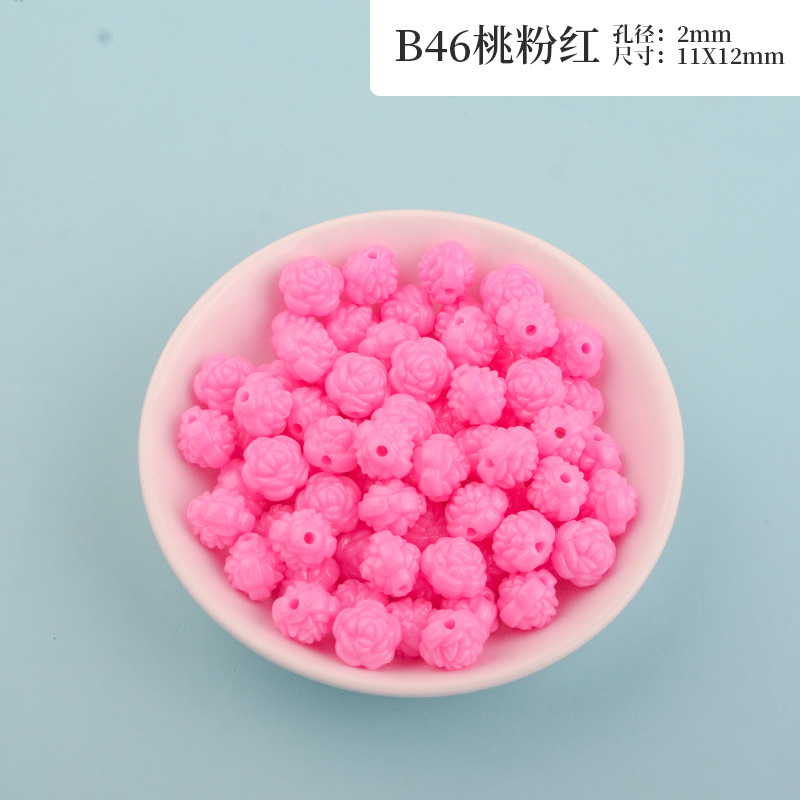 New macaron-colored camellia beads perforated solid rose loose beads diy beading material resin accessories pic 30