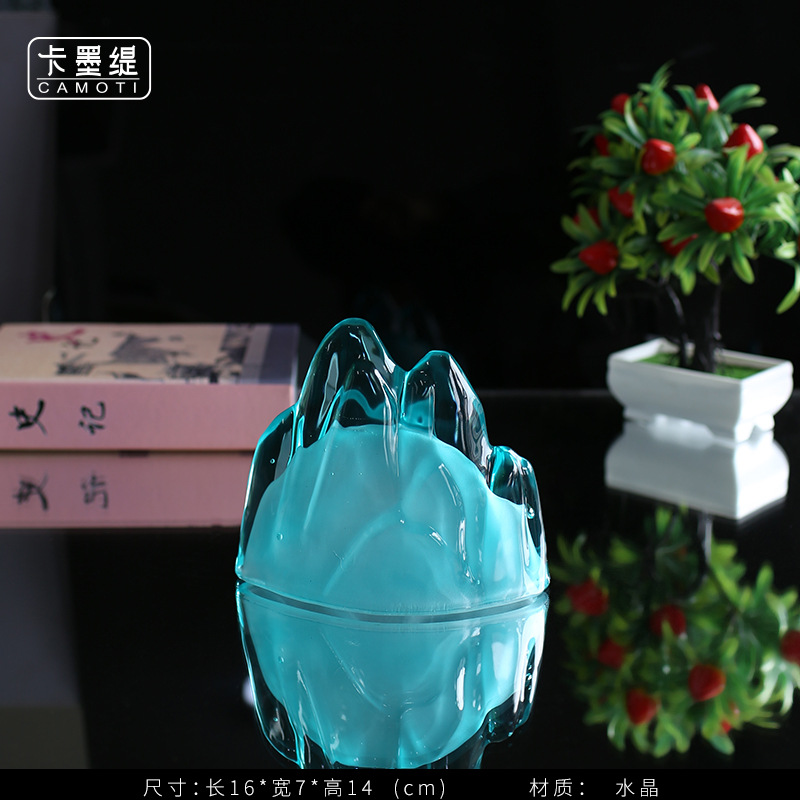 Modern new Chinese-style decorative soft furnishings, crystal rockery three-piece set, tea room window display cabinet, artistic handicrafts pic 29