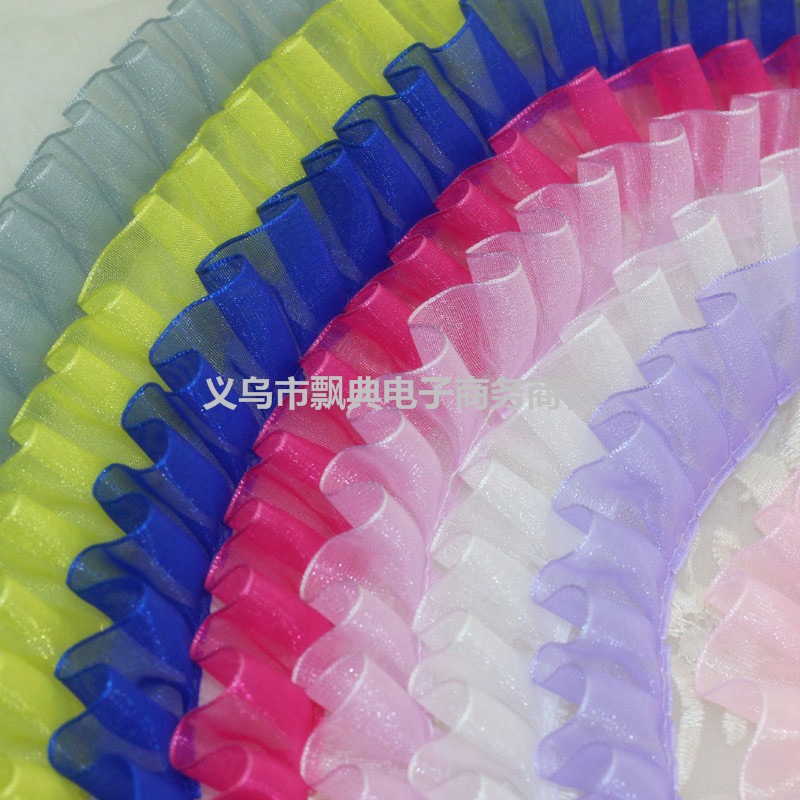 2.5cm服装辅料多色雪纱带百褶皱蕾丝花边带diy童装手工花边辅料详情8