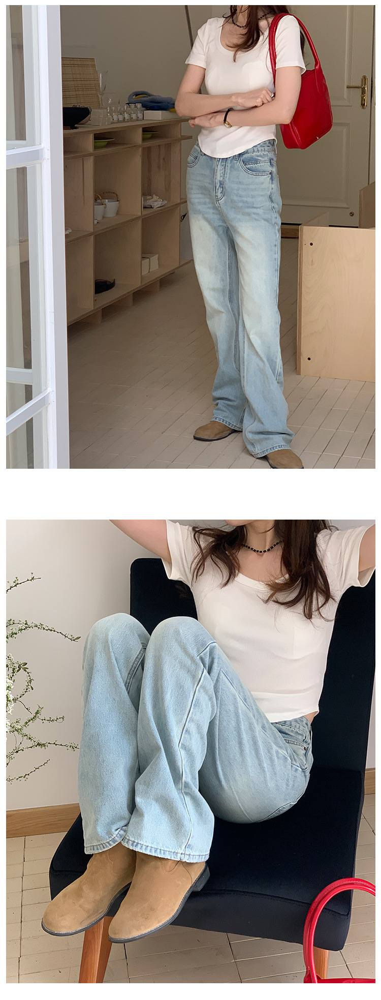 复古直筒牛仔裤女春季2025新款韩系风高腰显瘦百搭洗水休闲长裤详情27