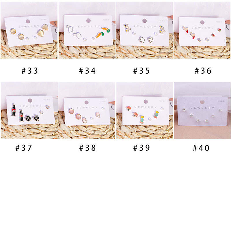 新款s925银针女套装耳钉 韩国东大门简约组合一周个性可爱耳饰详情6