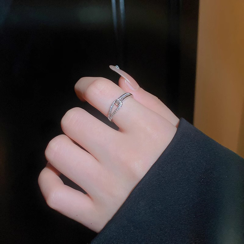 韩版金银两色交叉戒指女冷淡风高级感食指戒轻奢小众精致手饰详情4