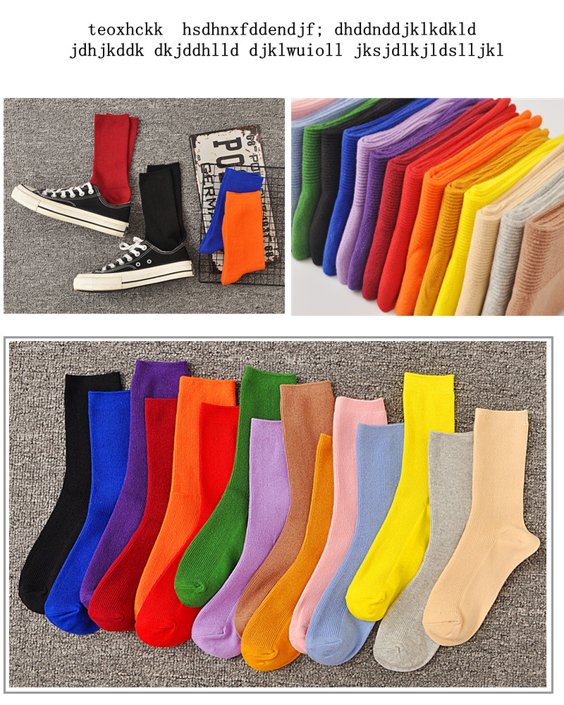 Calcetines mujer primavera verano calcetines de algodón calcetines medio colegial estilo coreano versión ins trendy personalidad versátil doble aguja calcetines montón mujer pic 6