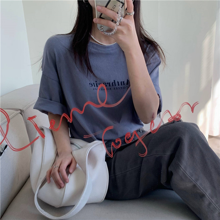 夏季棉质短袖t恤女装潮韩版宽松大码半袖打底衫 chic港味上衣代发详情14