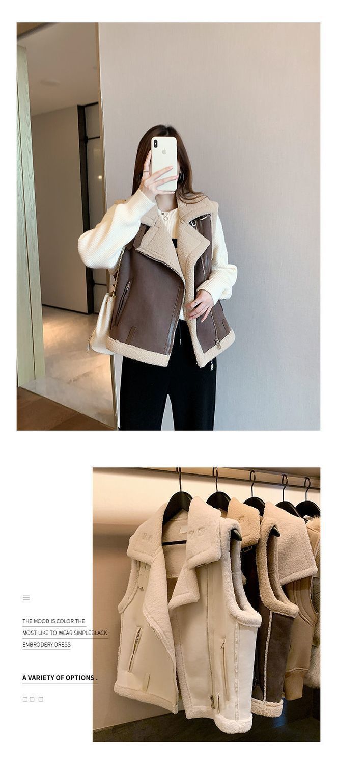 外搭叠穿小马甲女百搭外穿新款洋气今年流行马夹羊羔毛皮毛一体潮详情10