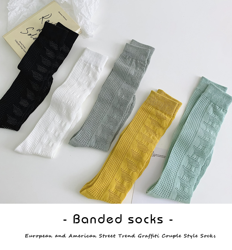 Japanese-style girl jk calf socks, light and thin long socks, ins trend socks, trendy solid color cut-out dark pattern long socks pic 11