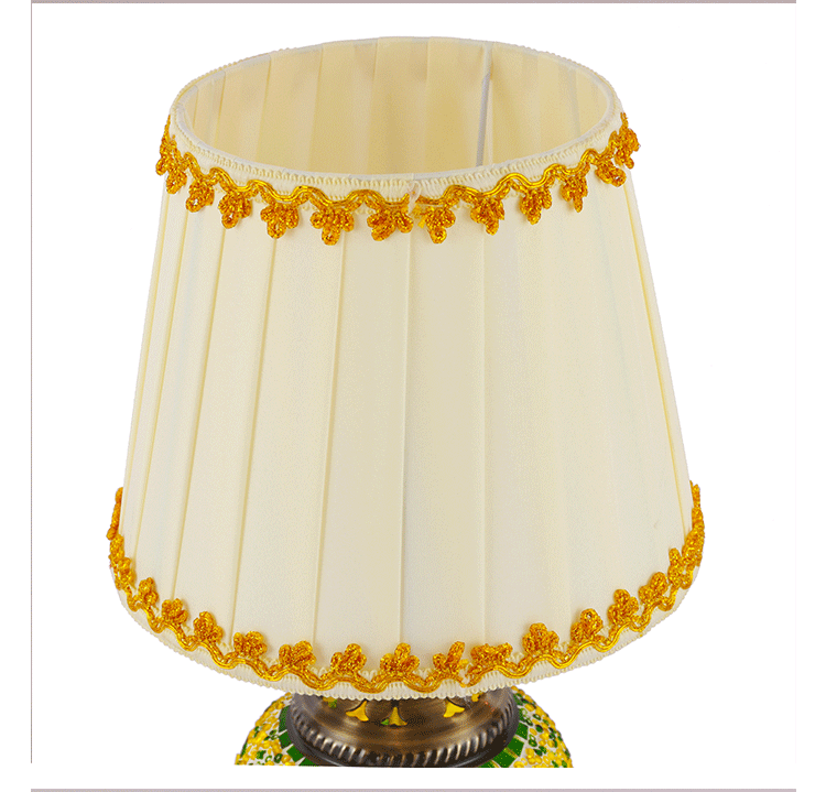 2024 Bohemian fabric lampshade table lamp, handcrafted glass romantic decorative table lamp, bedroom night light pic 14