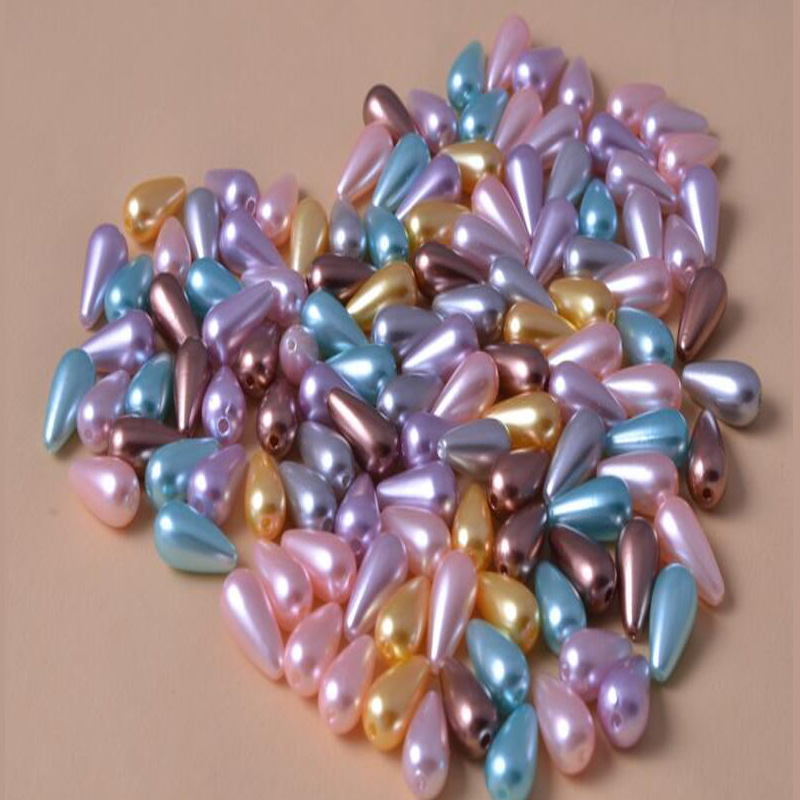 8*13 water drop double-hole factory direct sales, high-gloss imitation pearl acrylic claw chain handicraft accessories pic 3