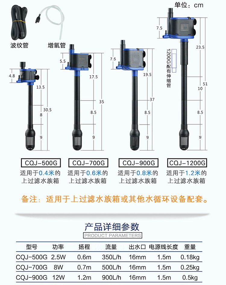 The three-in-one CQJ aquarium submersible pump, fish tank water pump, filter pump, water pump, micro water pump and oxygenation pump pic 5