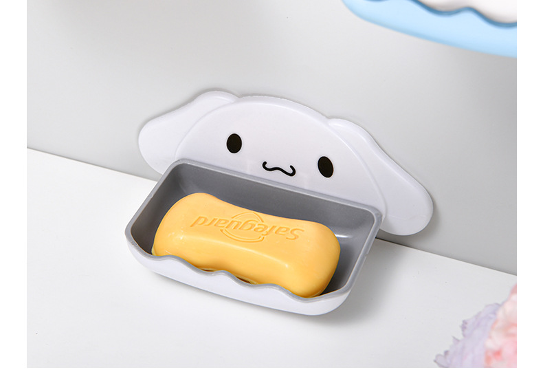 Cartoon dog soap box, cute cartoon hanging double-layer soap storage rack, no need for drilling, creative draining rack for storage pic 14