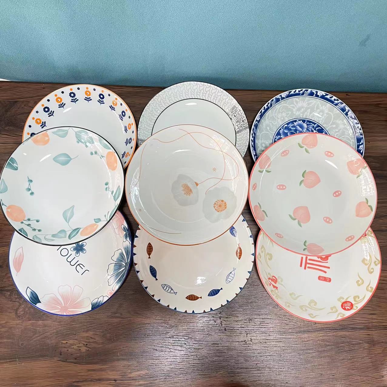 家用7寸陶瓷盘子釉下彩印花陶瓷盘餐具 活动促销餐具田园风瓷盘子详情1
