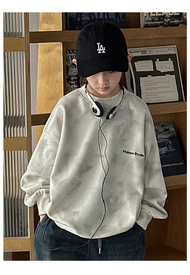 男童春装浅白色卫衣春秋款2025春季新款儿童炸街上衣中大童痞帅男详情20