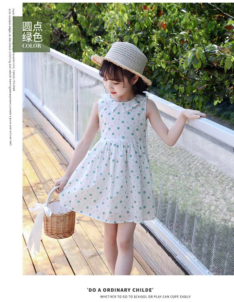Falda de algodón para niñas 2023 nuevo vestido de verano niño niño medio grande vestido floral de algodón abierto hombro espalda falda de corazón pic 22
