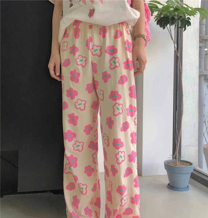 遛弯裤卡通睡裤女春秋新款居家可爱印花宽松休闲夏季空调防蚊长裤详情52