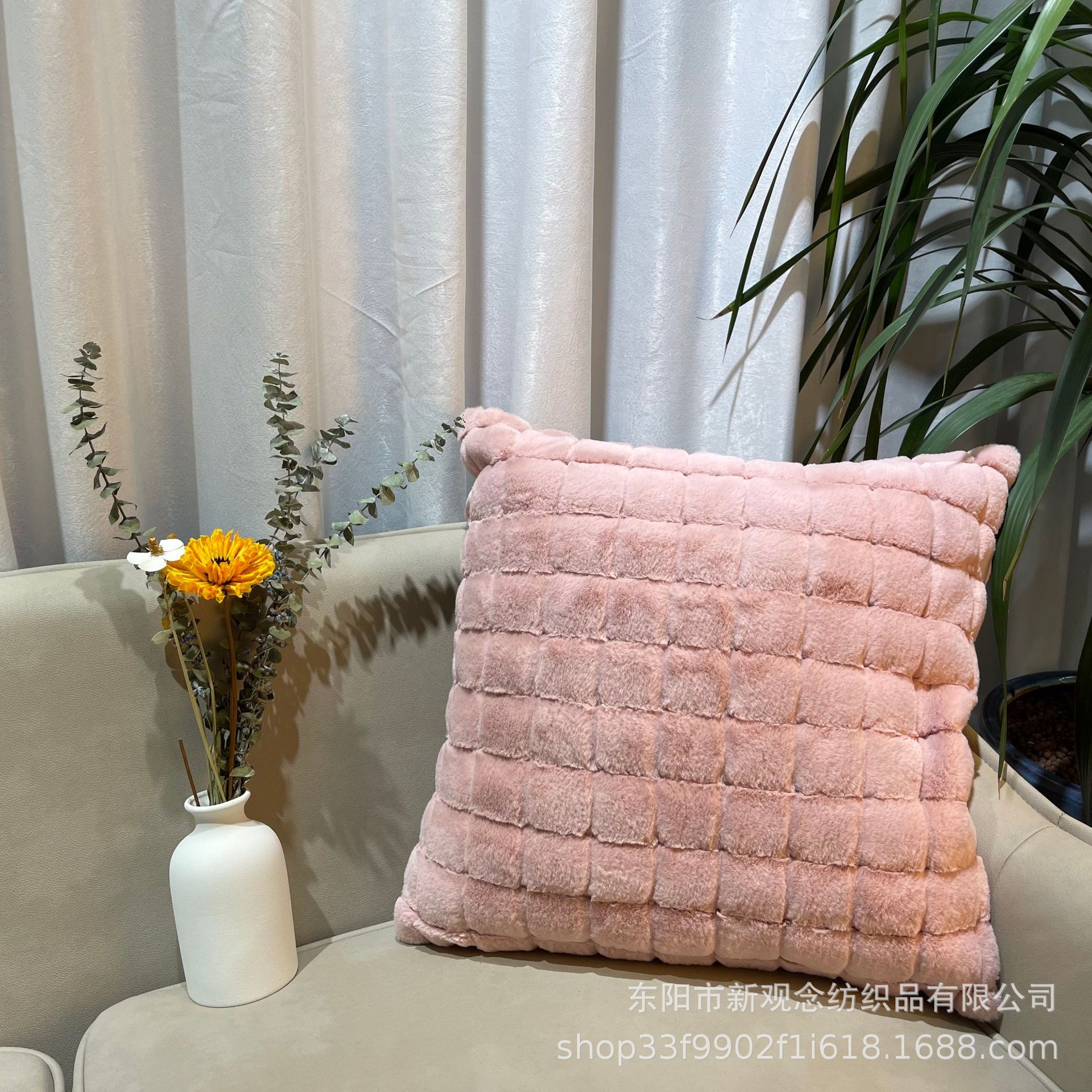 Winter InS-style plush cushion pink solid color pillowcase, ins plush cushion cover wholesale factory direct sales pic 20