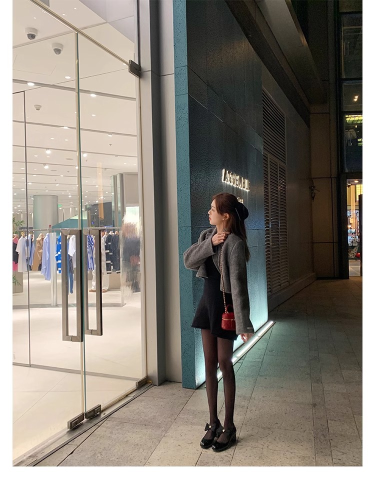 葡萄妈蝴蝶结玛丽珍鞋女法式高跟鞋真皮女鞋小香风粗跟制服皮鞋女详情53