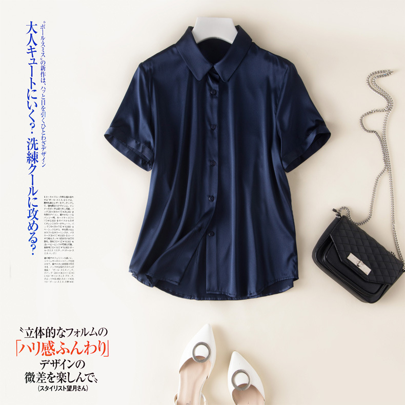 Silk short-sleeved shirt, a new summer professional shirt for women, with a unique design sense and a niche commuting top made of mulberry silk pic 20