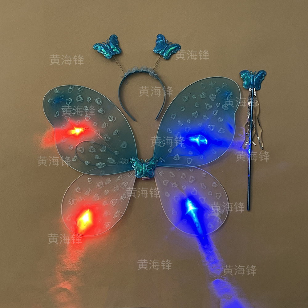儿童昆虫蝴蝶翅膀三件套跨境节庆表演道具发箍魔法棒蝴蝶精灵套装                              详情12