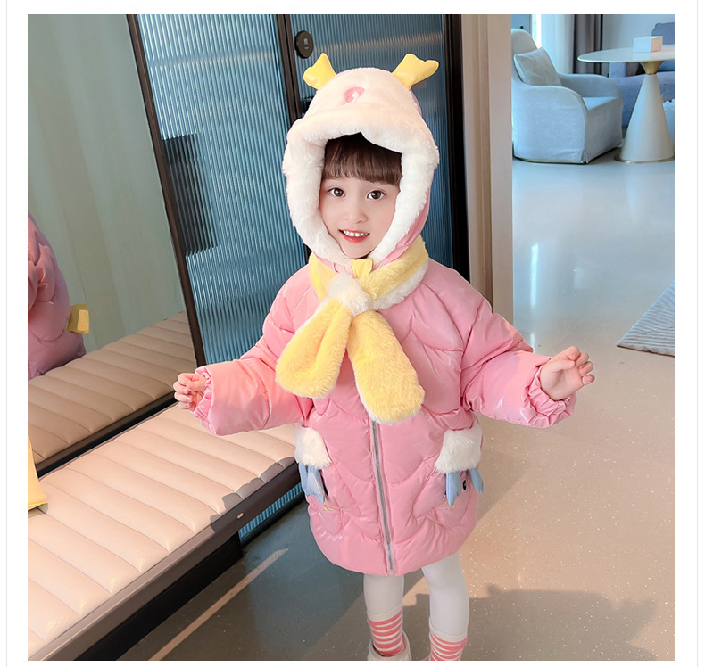Thickened cotton-padded jacket for girls 2023, stylish deer antler cotton-padded jacket, long coat for little girls, winter cartoon cotton-padded jacket pic 9