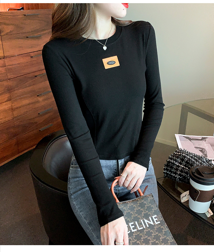 打底衫女内搭秋季2022年新款修身显瘦短款上衣洋气长袖打底小衫潮详情42