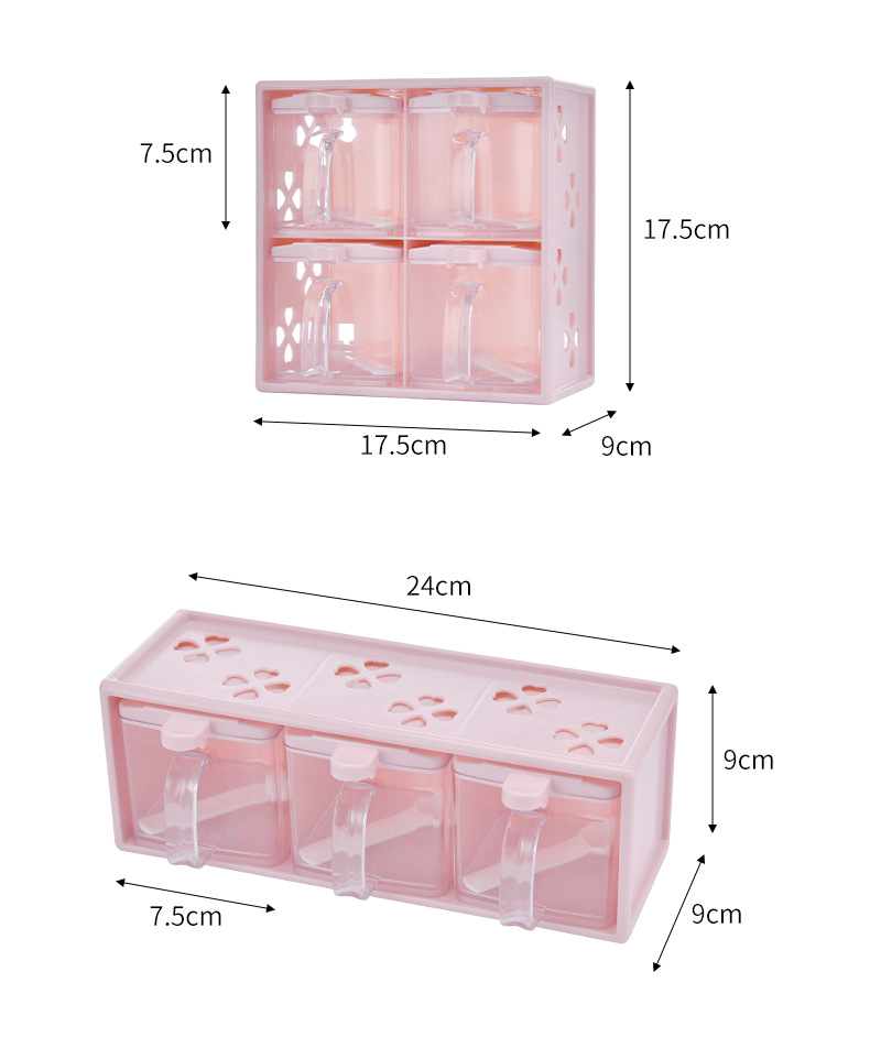 Factory wholesale kitchen seasoning boxes, household wall-mounted transparent seasoning jars, seasoning, monosodium glutamate and salt storage box sets pic 4