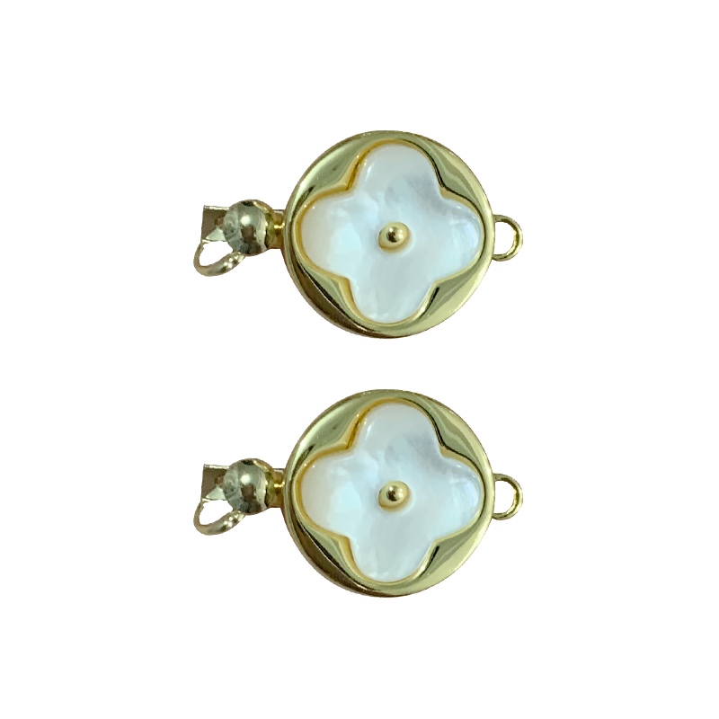 14k包金铜镀真金海水贝壳插销扣元宝扣diy手工珍珠项链罗盘扣子详情4