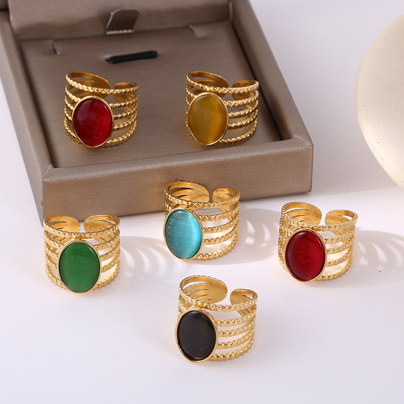 钛钢戒指女开口小众个性指环锆石简约ins风高级轻奢饰品四叶草详情8